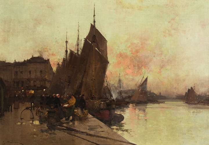 Unloading Fish, Sunrise Dieppe